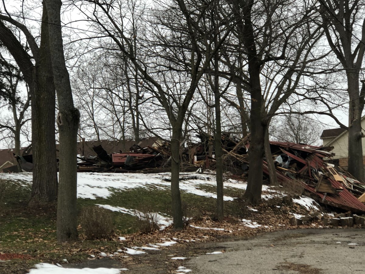 The structure at 247 Halls Mills Rd. came down sometime January 30, 2020.