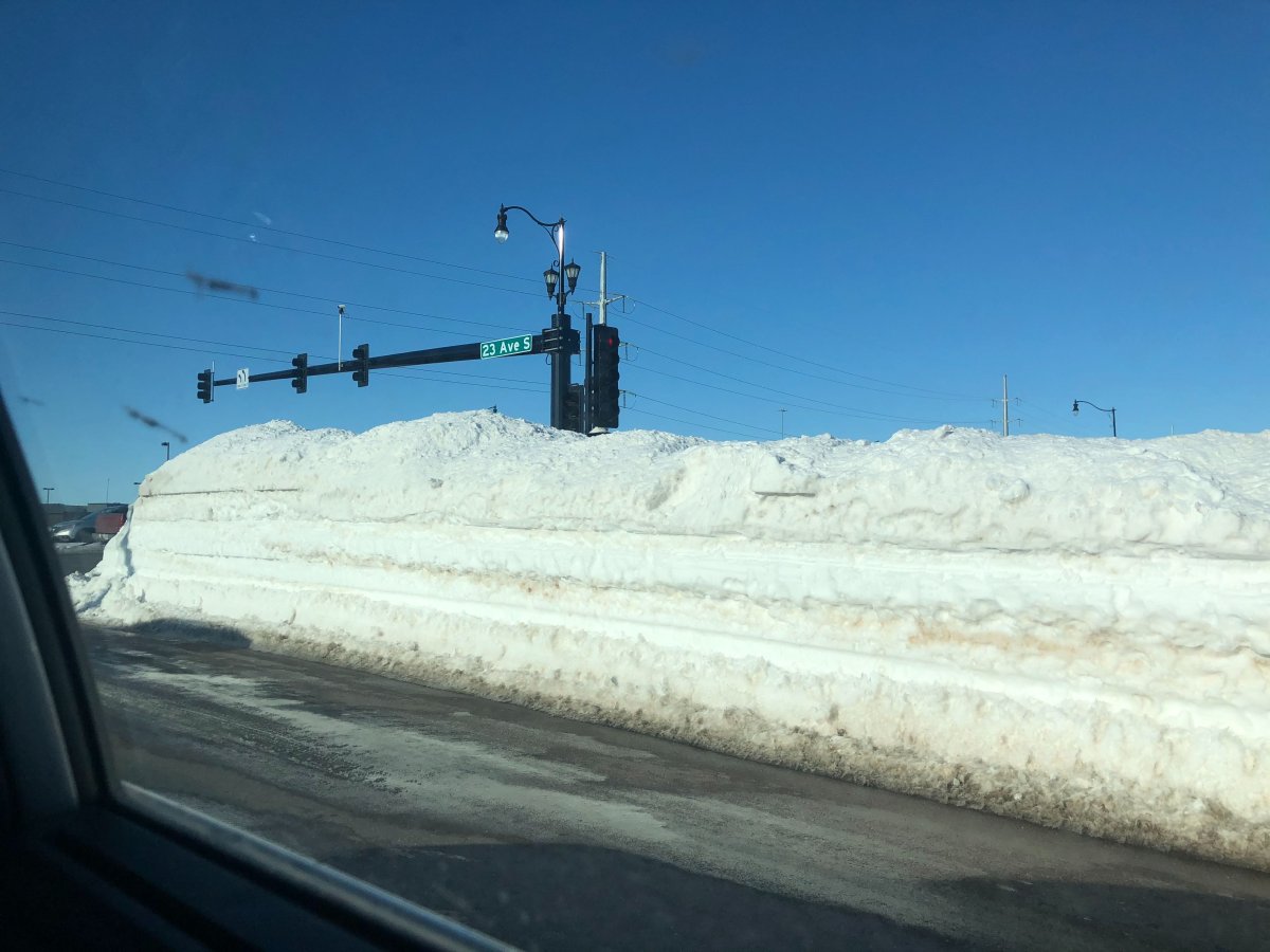 Snowbanks in Fargo, North Dakota.