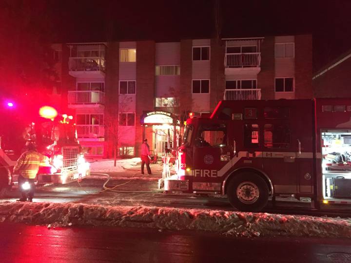 A fire broke out in the Whyte Champagne apartment building at 10625 83 Ave. on Monday, Jan. 6, 2020.