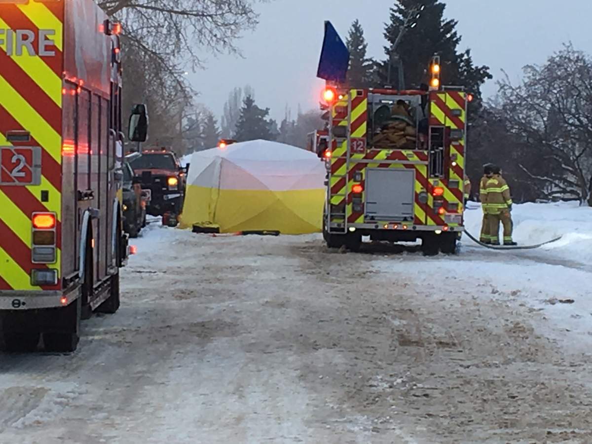 A man was found dead inside a house that caught fire at 10962-157 St. in west Edmonton on Monday, January 27, 2020.