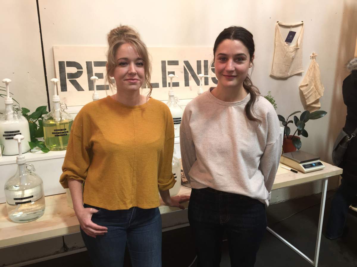 Meghann Law (L) and Karine St-Onge (R) have launched an eco-friendly store in Edmonton.