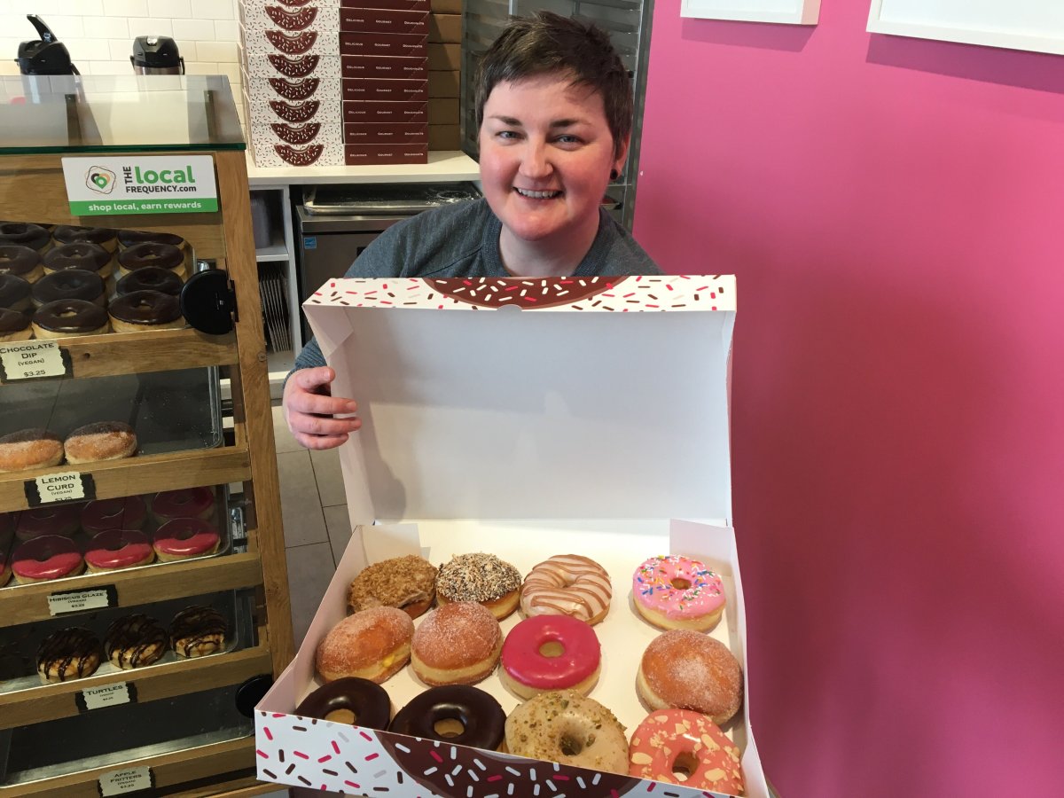 Oh Doughnuts owner Amanda Kinden shows off some of her wares.