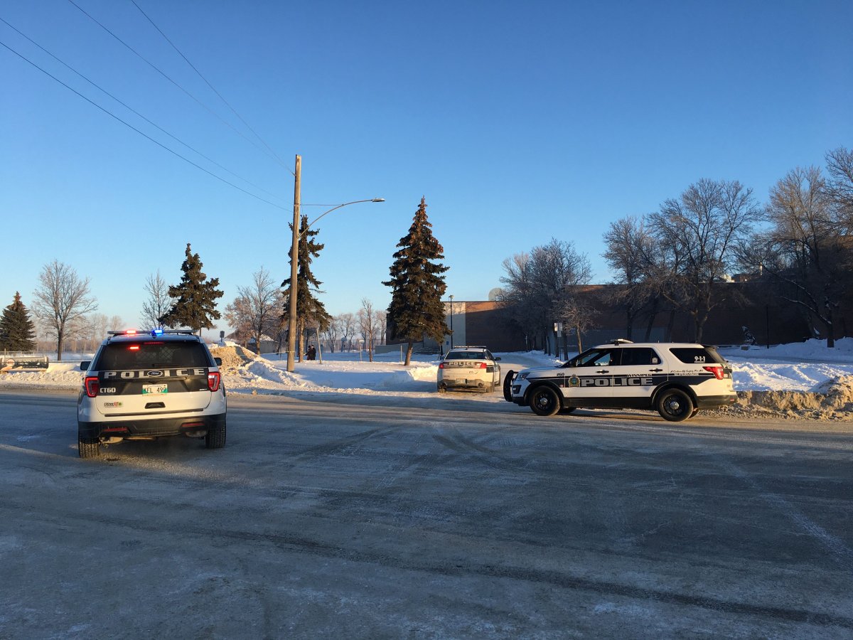 Winnipeg police at the scene on Ness Avenue Wednesday morning.