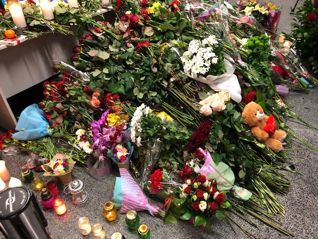 A memorial for the victims of Ukraine International Airlines flight 735 is shown at the airport in Kyiv.