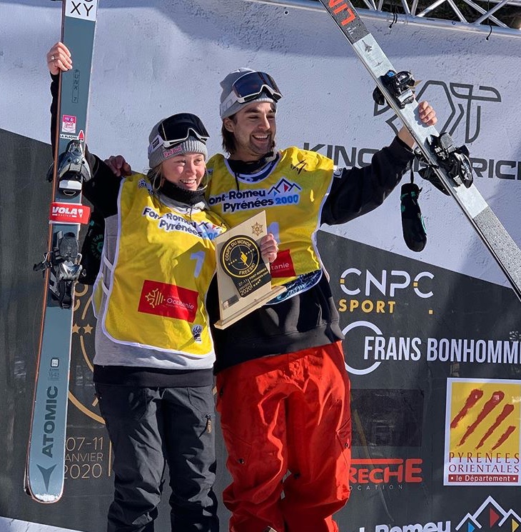 Mark Hendrickson and Sarah Hoefflin win gold in slopestyle at the World Cup on Saturday in Font Romeu, France.​.