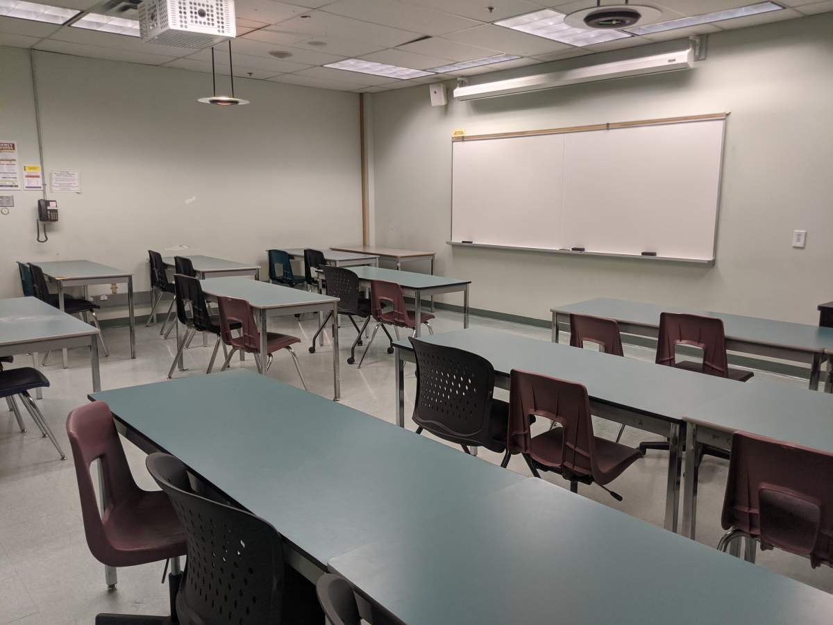 Empty classroom - file photo.