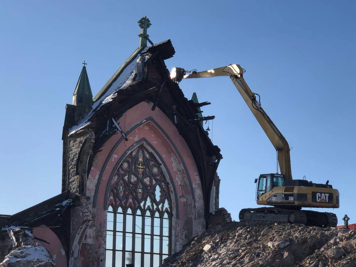 Crews have nearly brought down the entire structure.