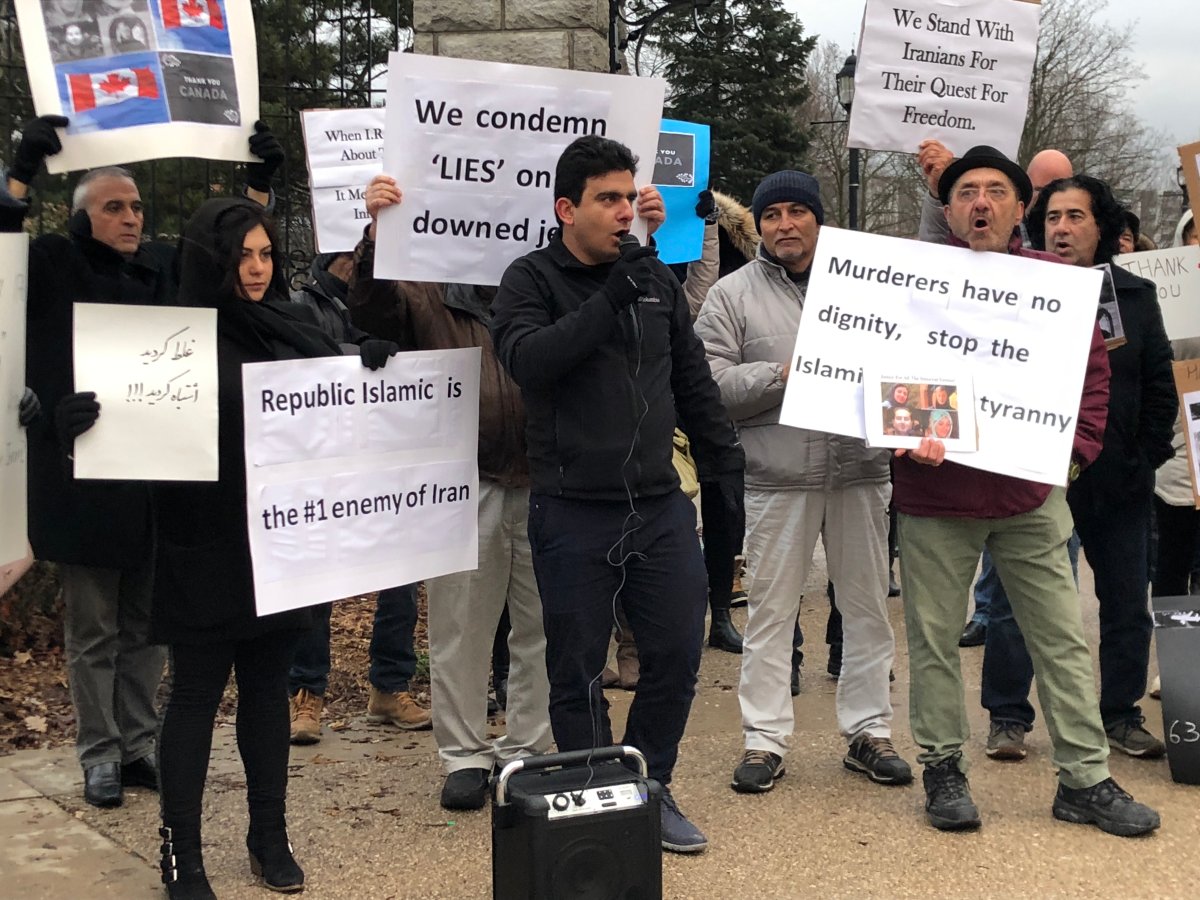 Members of London’s Iranian community and supporters gathered in Victoria Park to protest the Iranian Government in the wake of the crash of flight 752 in Tehran.