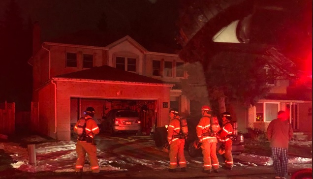 London fire crews at the scene of a house fire at 30 Colonial Cres. on Friday, Jan. 31, 2020.