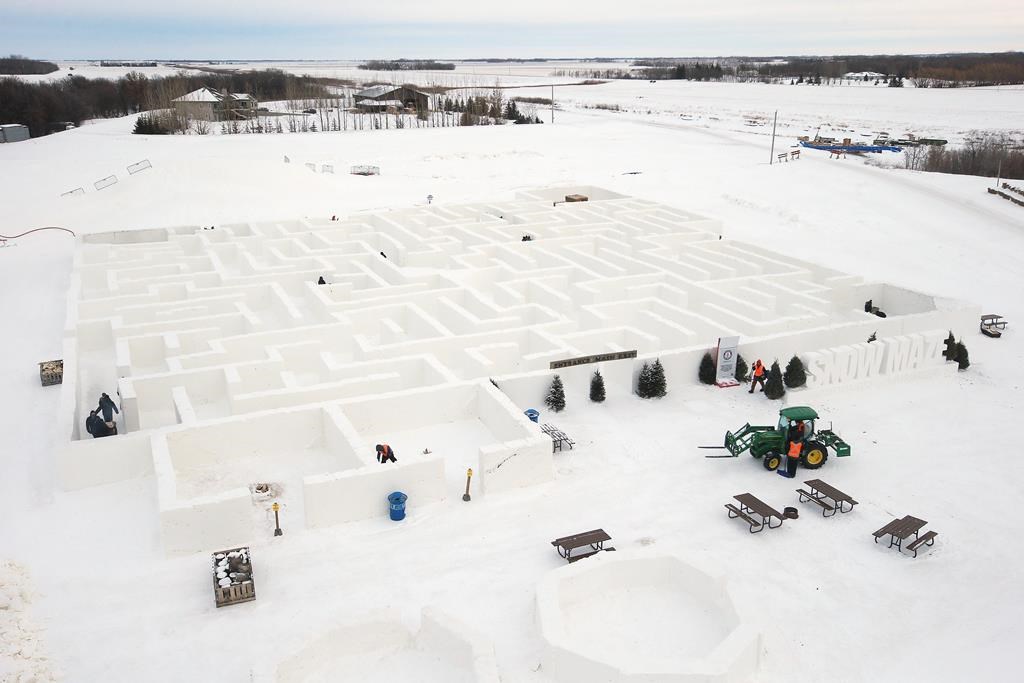 People find their way around Manitoba's Guinness World Record holding Snow Maze just south of Winnipeg in St. Adolphe Saturday, January 11, 2020. The maze is the largest snow maze in the world at 2789.11 metres squared.