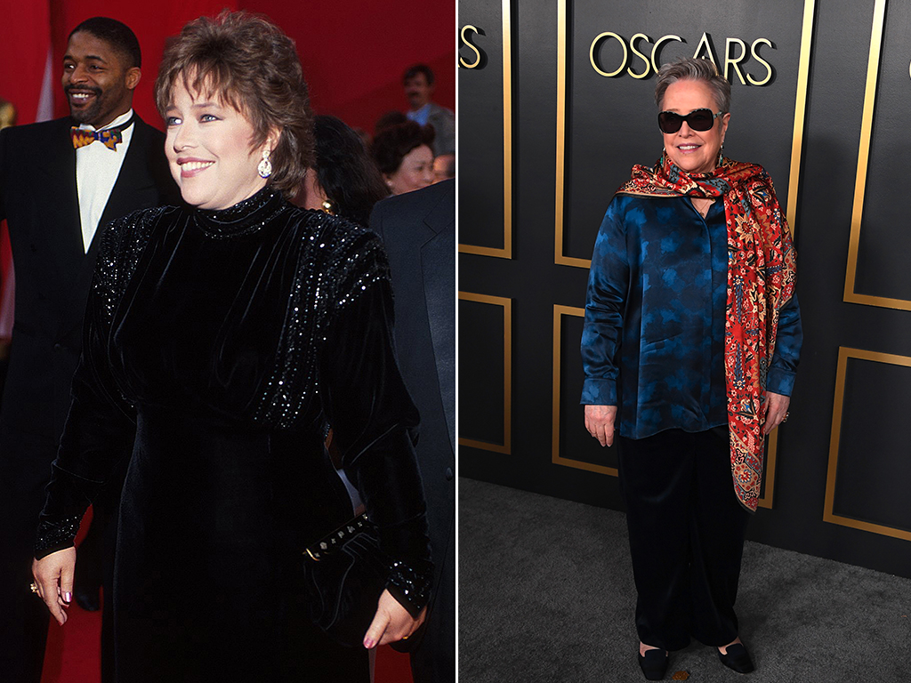 (L-R): Kathy Bates during 63rd Annual Academy Awards in March 1991 and at the 92nd Oscars Nominees Luncheon in January 2020 . (Photo by KMazur/WireImage/Getty Images)
