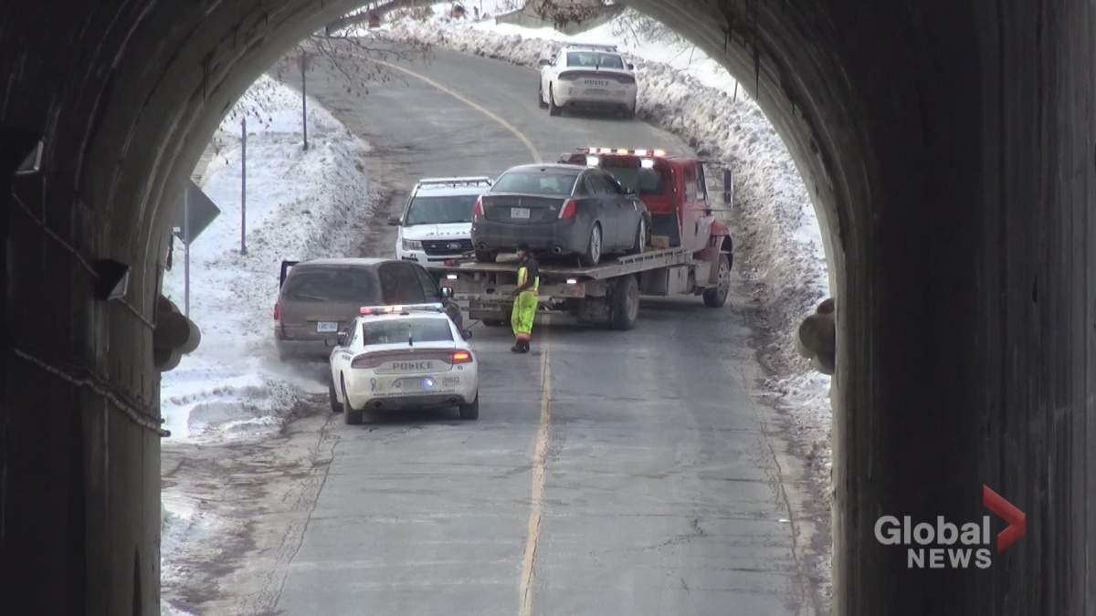Two vehicles were removed from near the Peterborough Lift Lock following a police investigation.