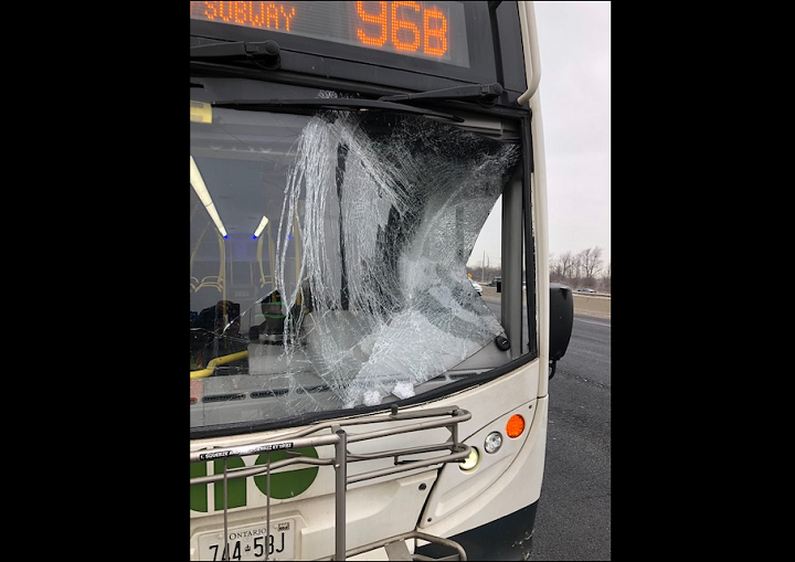 Metrolinx says the bus driver was able to safely pull over.