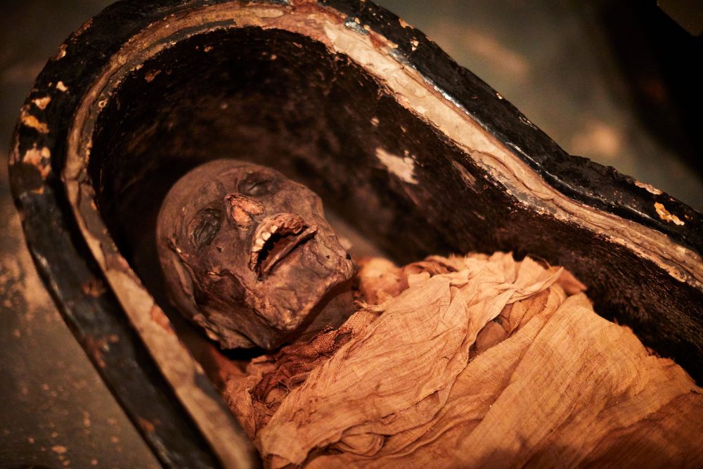 Nesyamun, a 3,000-year-old mummy, is shown at the Leeds City Museum.
