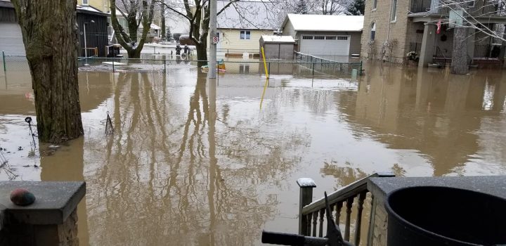 Images posted to social media showed flooded streets in New Hamburg.