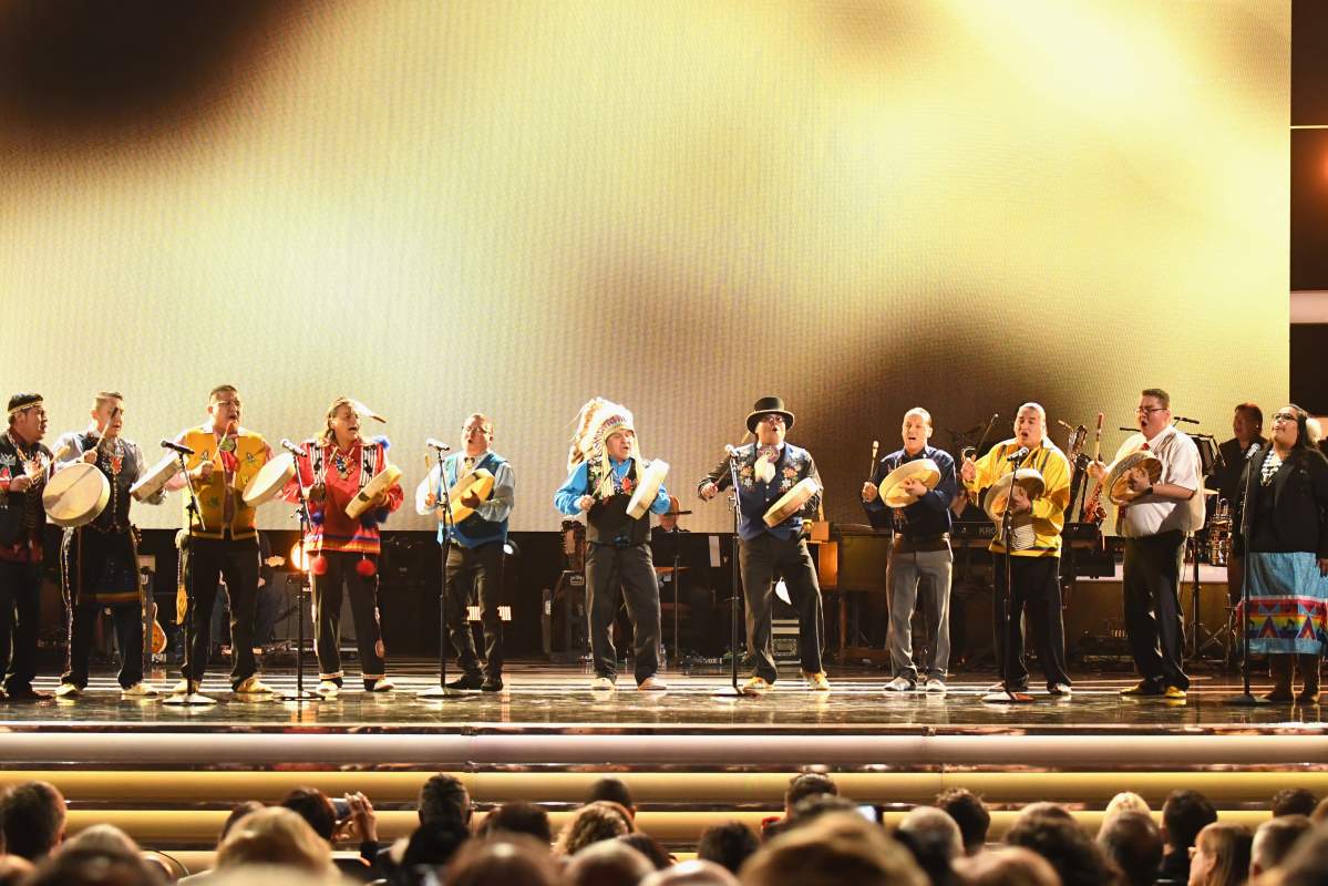 Northern Cree performs onstage onstage at the Premiere Ceremony during the 59th Grammy Awards at Microsoft Theater on February 12, 2017 in Los Angeles, California.