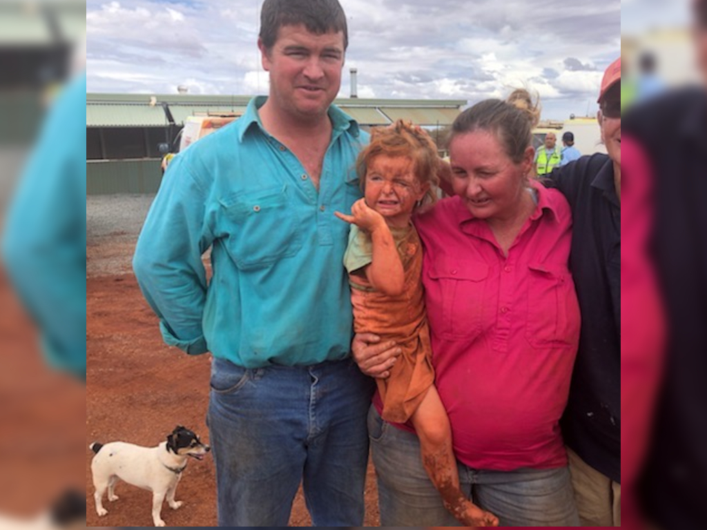 Three-year-old Matila was found with her pet Jack Russell dog after she got trapped when a flash flood hit near her home.