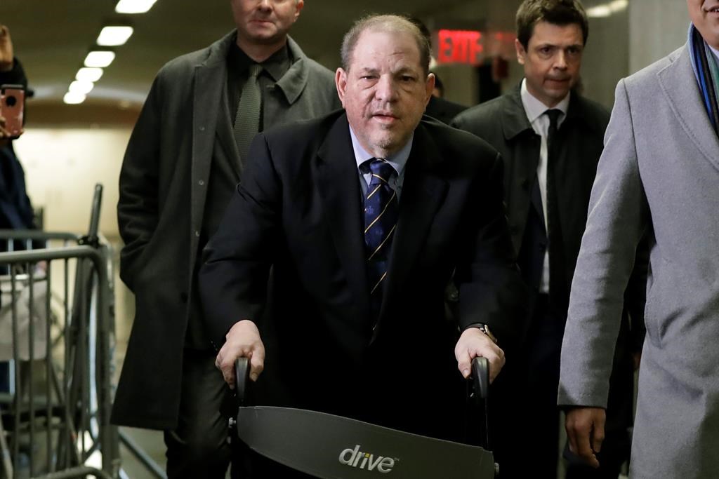 Harvey Weinstein arrives at court for his rape trial, in New York, Friday, Jan. 24, 2020.