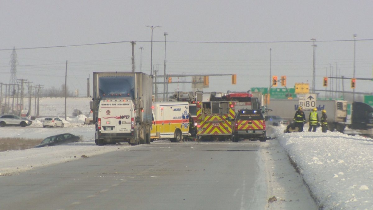 A section of the South Perimeter Highway was temporarily closed after a multi-vehicle crash Sunday afternoon.