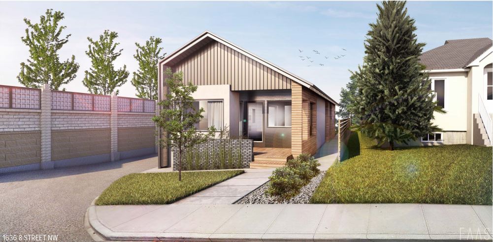 An artist’s rendering of one of eight new houses in Rosedale that will contain affordable housing units.