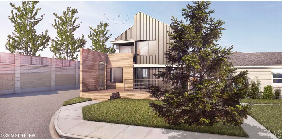 An artist’s rendering of one of eight new houses in Rosedale that will contain affordable housing units.