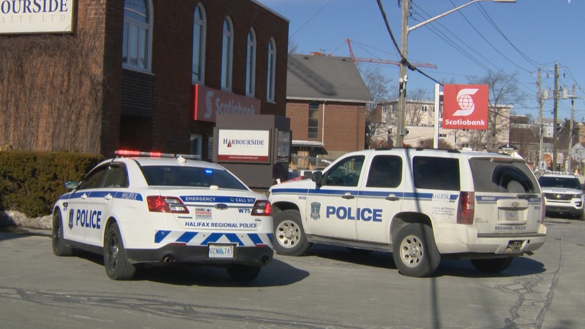 Halifax Regional Police attend the scene of a bank robbery on Friday, Jan. 31, 2020. 