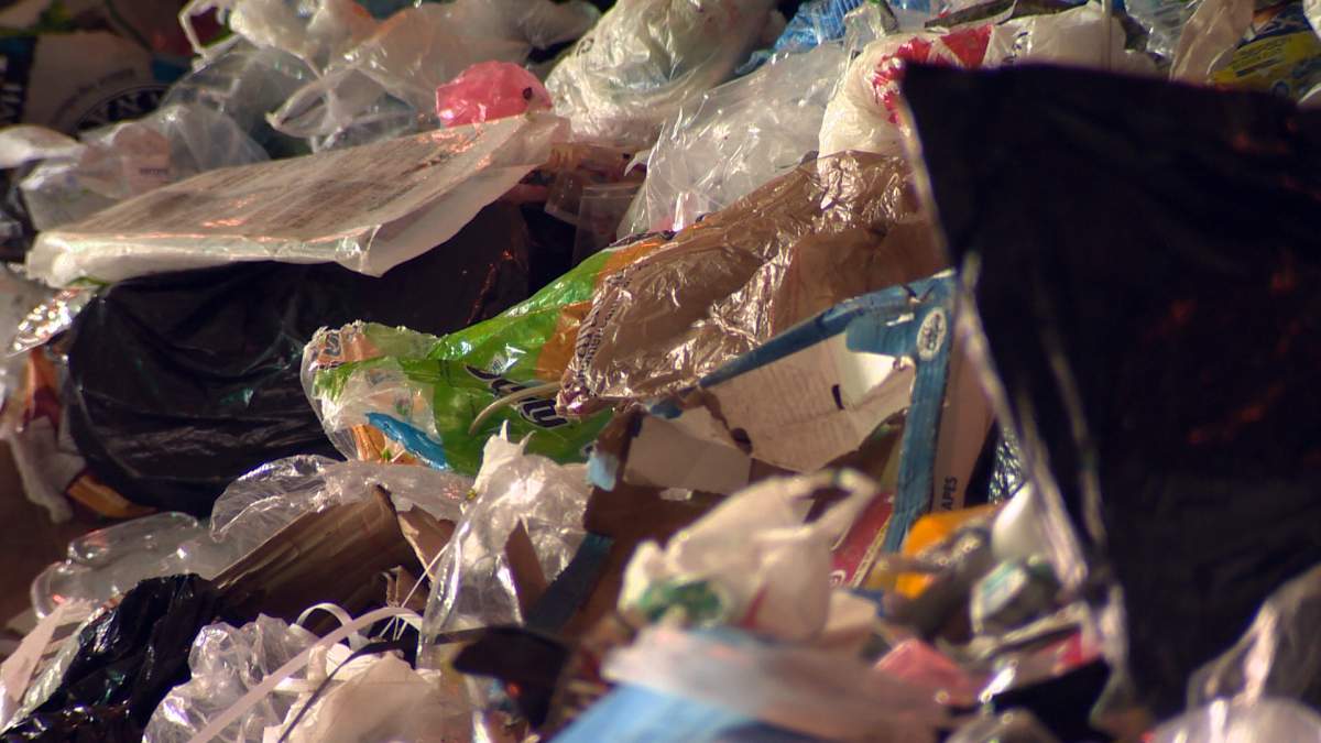 Plastic waste inside Crane Mountain Waste Management Facility.