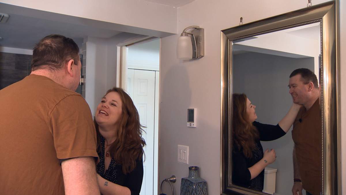 Lucas Menzie after shaving his 13-inch beard.