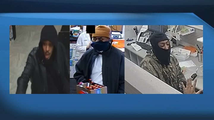 Edmonton police are searching for information about several suspects in relation to a series of pharmacy robberies.