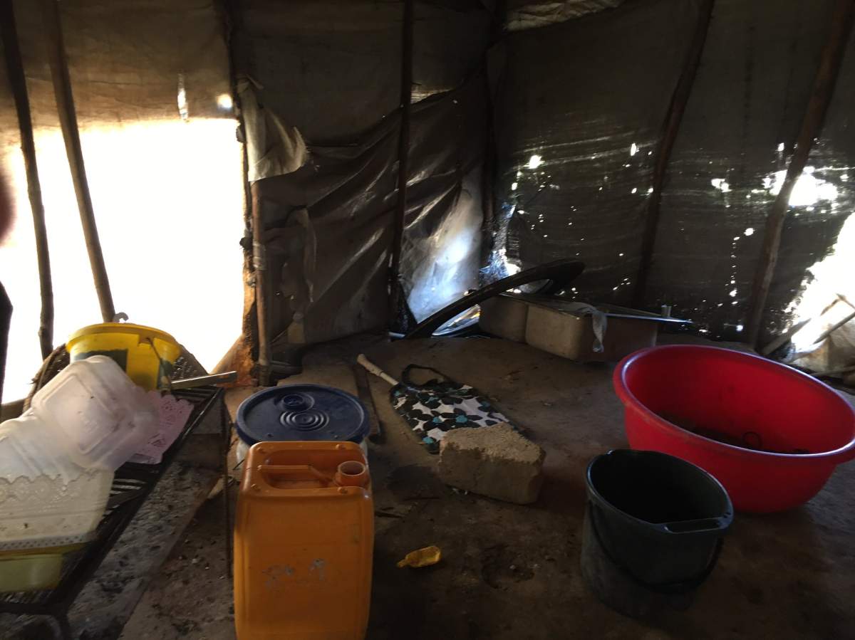 A family of seven lives inside this tent in Canaan, Haiti. (Valerie Laillet)