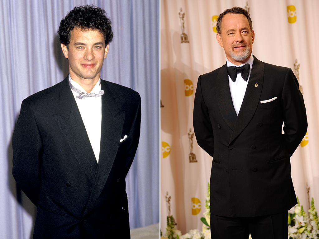 (L-R): Tom Hanks at the 59th Annual Academy Awards in March 1987 and at the 84th Annual Academy Awards in February 2012. (Photo by Jim Smeal/Ron Galella Collection/Getty Images)