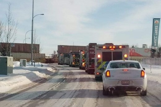 Emergency vehicles being blocked from entering the Maple Crest community in southeast Edmonton.