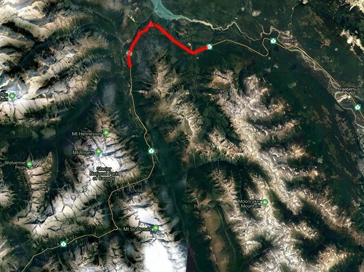 A section of the Trans-Canada Highway in B.C., between Revelstoke and Golden, is closed because of a vehicle incident.