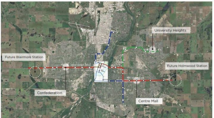 A map of the future BRT routes and the proposed transit villages.