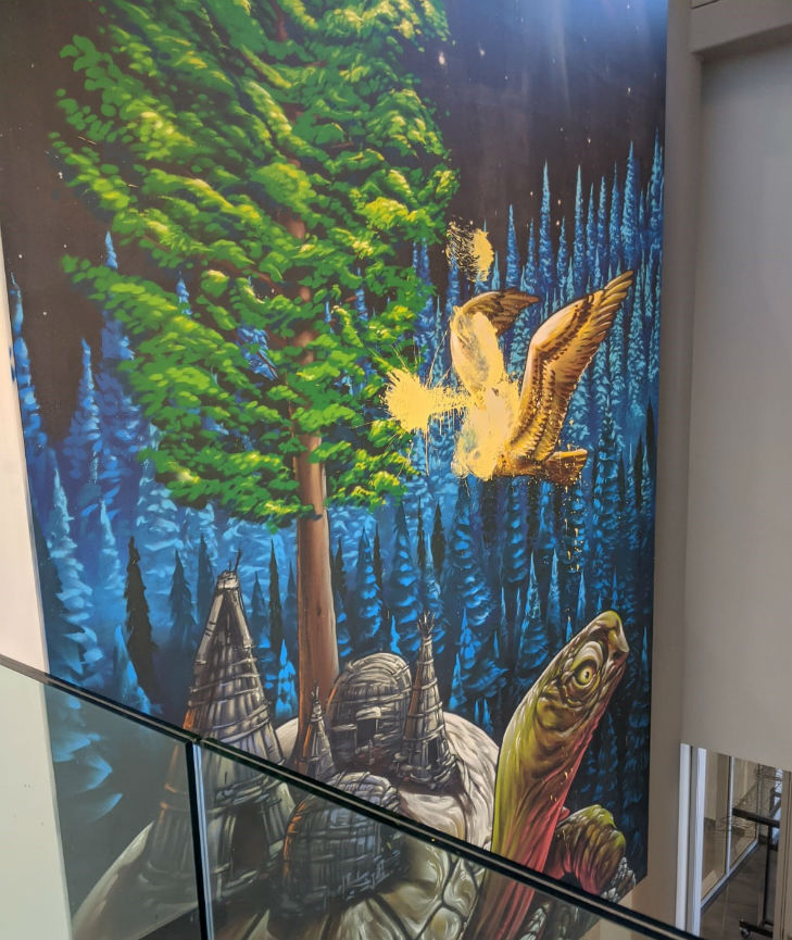 A three-storey Indigenous mural at Algonquin College was defaced the night of Tuesday, Jan. 28, 2020.