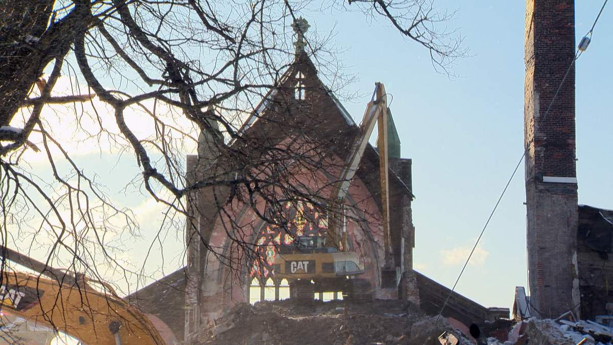 The demolition of the former church began in December.