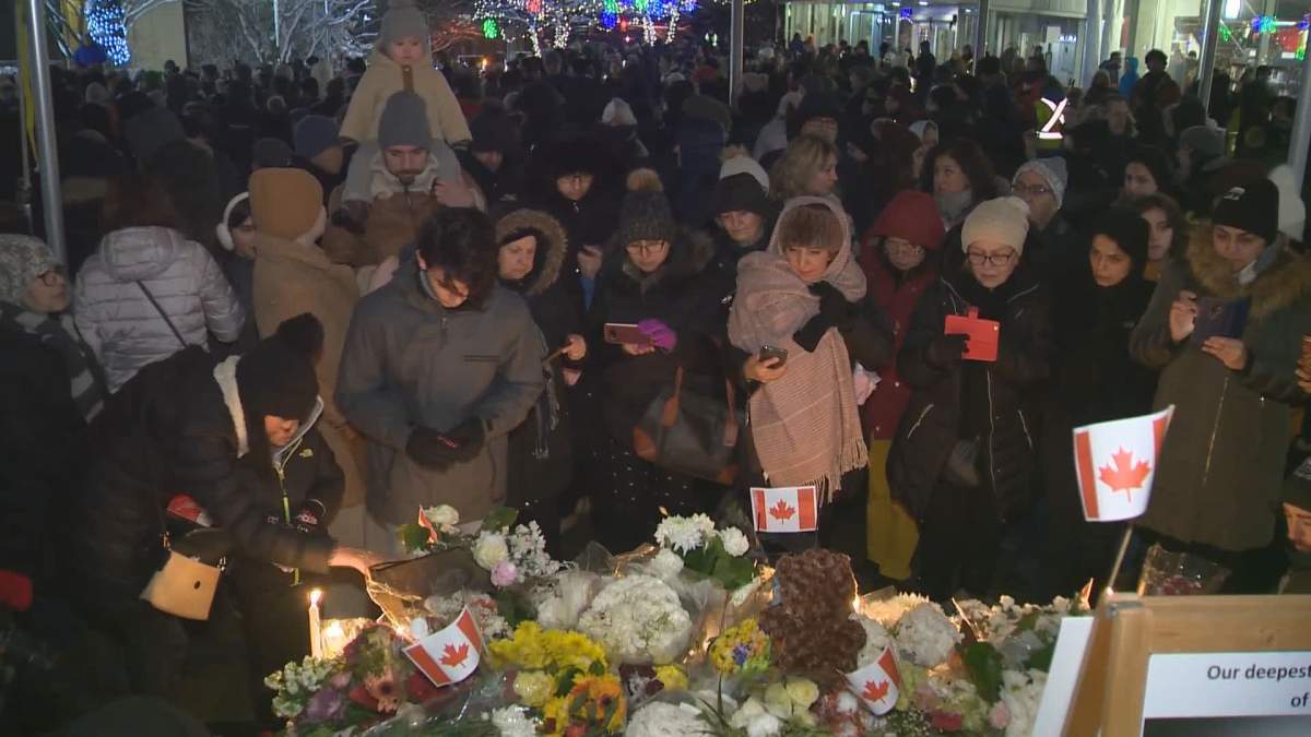 Hundreds of people gathered in North Vancouver on Tuesday evening to honour the victims of Ukrainian International Airlines flight 752.