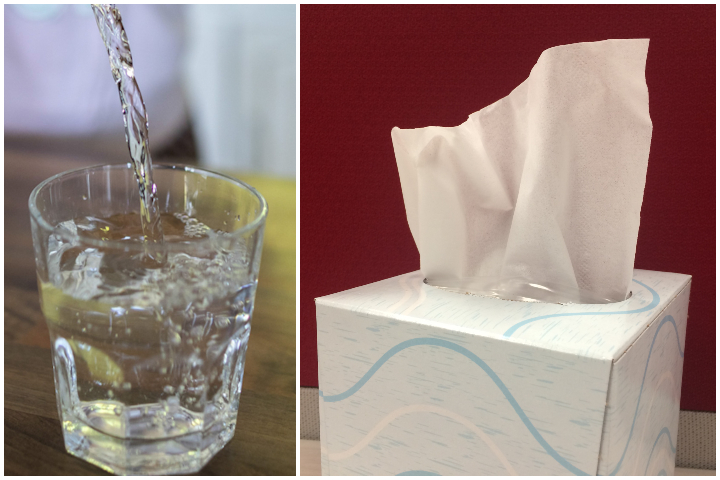 Sources told Global News that water and tissues would be removed from Alberta courtrooms as a cost-saving measure.