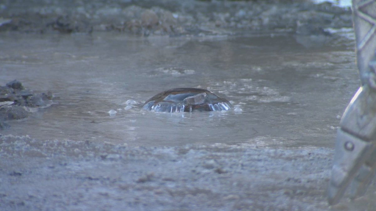 The burst pipe was first reported on Monday morning.