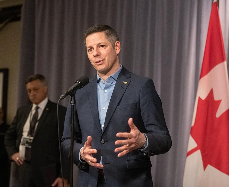 Winnipeg Mayor Brian Bowman speaks to media during the Liberal Cabinet Retreat at the Fairmont Hotel in Winnipeg, Monday, Jan. 20, 2020. THE CANADIAN PRESS/Mike Sudoma.