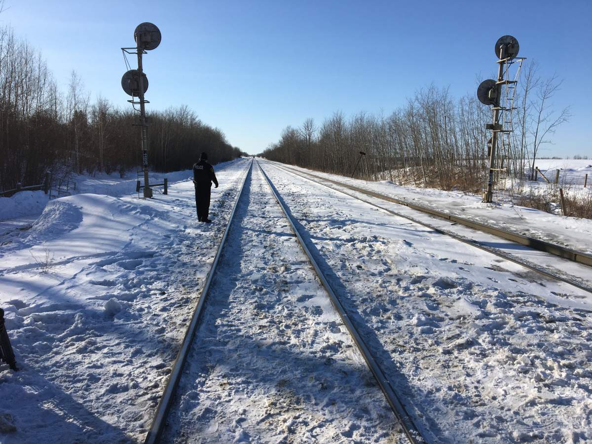 Shortly after 3 p.m., a blockade on a CN rail track in west Edmonton had been cleared. Feb. 19, 2020.