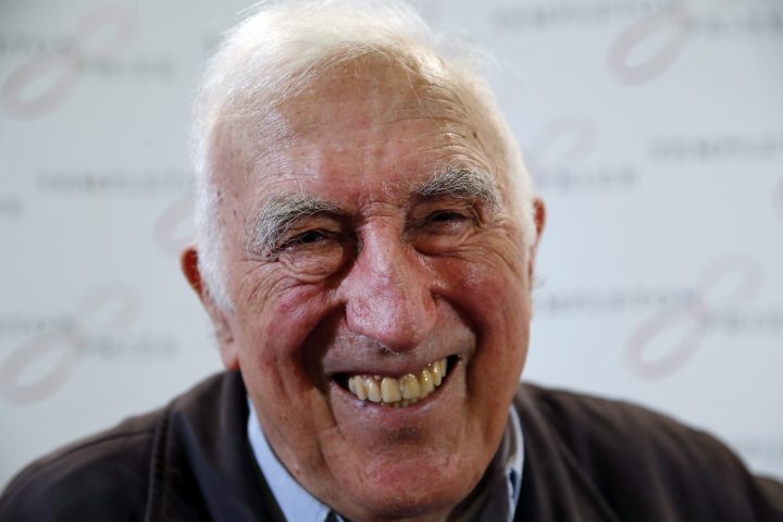 Jean Vanier, the founder of L'ARCHE, an international network of communities where people with and without intellectual disabilities live and work together,  smiles as he poses for the photographers following a news conference, in central London, Wednesday, March 11, 2015. 