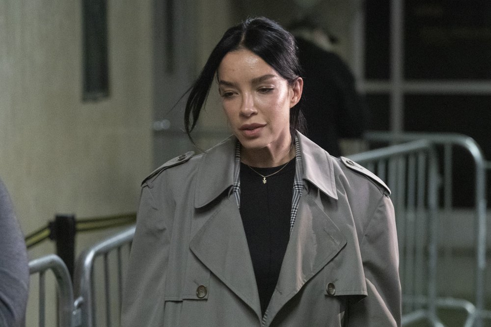 Mexican model Claudia Salinas leaves court after testifying in Harvey Weinstein's rape trial, Monday, Feb. 10, 2020 in New York. 