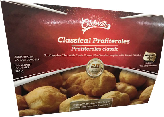 The CFIA says Celebrate brand classic profiteroles sold in a 325-gram package have been recalled over a possible salmonella contamination.