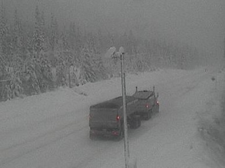 Road conditions at Allison Pass on Highway 3 on Thursday morning.
