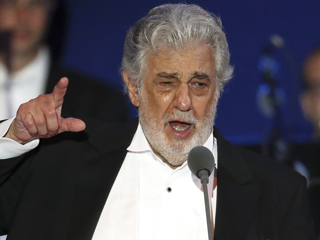 In this Aug. 28, 2019, file photo, opera singer Placido Domingo performs during a concert in Szeged, Hungary.