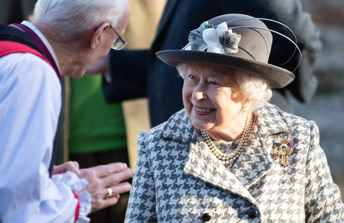 Queen Elizabeth II leaves after attending a morning church service at St. Mary the Virgin church in Hillington, Norfolk.