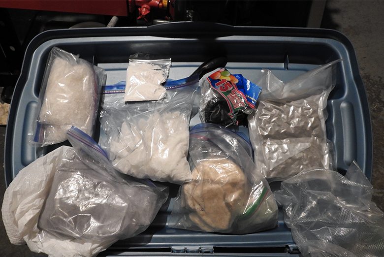 Drugs seized by federal RCMP agents from two residences in Nanaimo, B.C. following a year-long probe into alleged drug trafficking on the dark web.