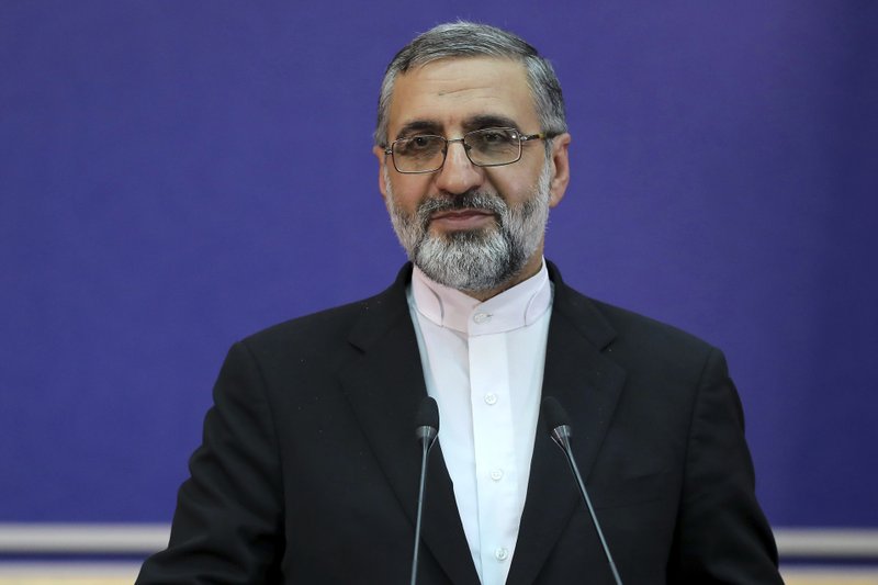 Iran's Judiciary spokesman Gholamhossein Esmaili gives a press conference in Tehran, Iran, Tuesday, Feb. 4, 2020.