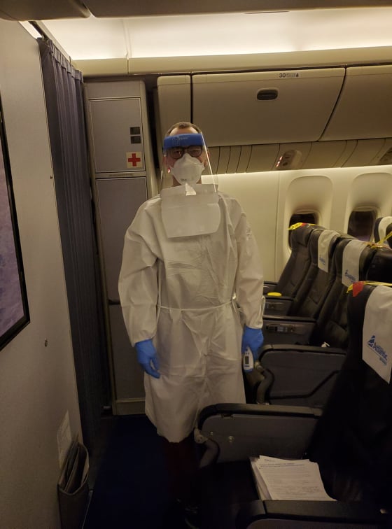 A photo on board the charter plane taken by Jenny Rodrigue.